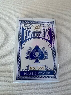 Vintage Three A AAA No. 555 Plastic Coated Playing Cards Blue Sealed Deck